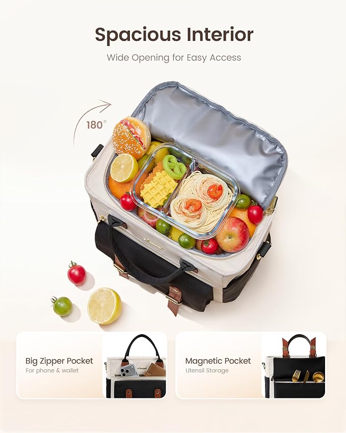 LOVEVOOK Insulated Lunch Bag Women, Large Work Tote | 15L Large Cooler bag - Image 3