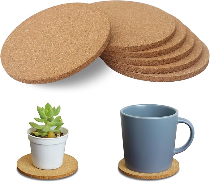 6Pcs Cork Coasters, Tivnhuils 3.9 inch Coasters, Coasters Set by Tivnhuils