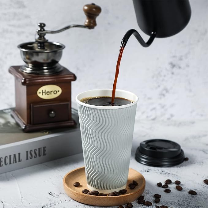 MUCHII 16 oz Coffee Cups, Lids and Straws Included, Hot Cold Beverage, Party - Image 2