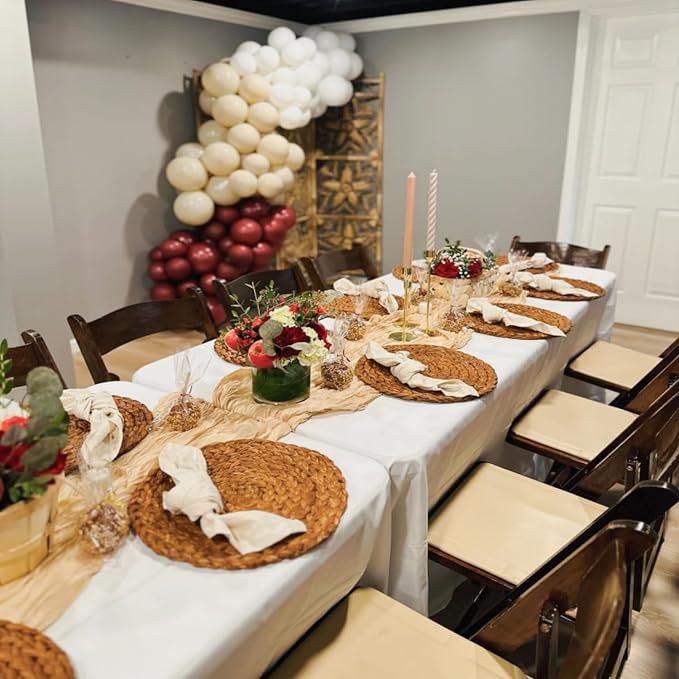 10 Pack Champagne Cheesecloth Table Runner 35x120 Inches, Boho Gold Cheese - Image 7