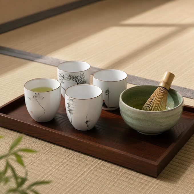 I-MART 4 Pcs Japanese Tea Cup Set, Chinese Style Ceramic Kung Fu Cups - Image 5