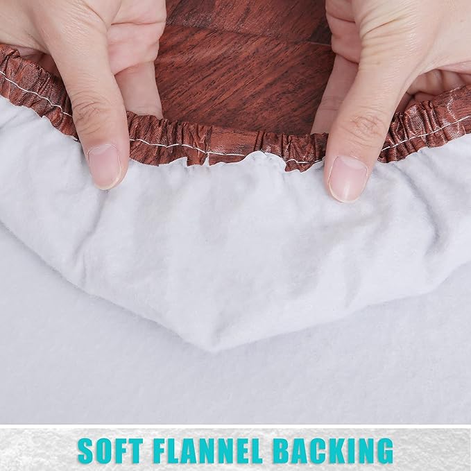 Smiry Rectangle Table Cloth Cover, Waterproof Elastic Fitted Picnic Tablecloth for 4 Foot Tables, Wipeable Flannel Backed Vinyl Tablecloths for Camping, Dining, Outdoor (Reddish Brown, 30" x 48")