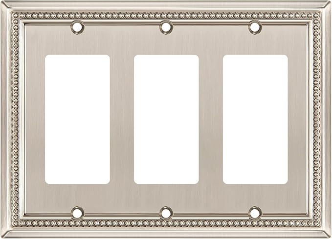 Henne Bery Sunken Pearls Heavy Duty Decorative Wall Plate Switch Plate Outlet Cover (Triple Decorator, Satin Nickel)
