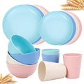 Rubtlamp Wheat Straw Plates and Bowls sets, Reusable Plastic Plate Set by Rubtlamp