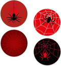 Drinks Coasters Set of 4, Cool Red Spider Round 4" Cup Coasters, Absorbent Ceramic Stone Coasters with Cork Base, Cute Coasters for Table Home Décor, Ideal Gifts for Women Men