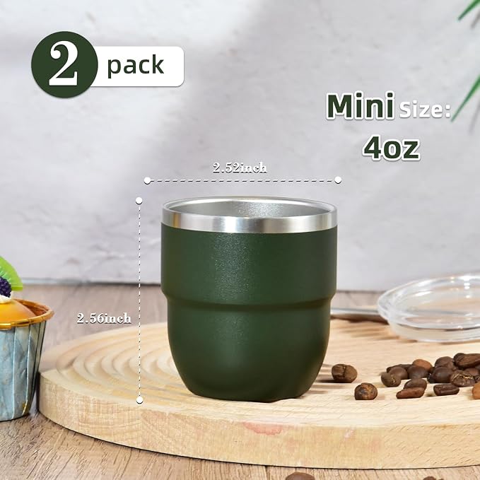CHLJAR Espresso Cups, 4oz Insulated Espresso Cup Set of 2, Espresso Shot Cups - Image 2