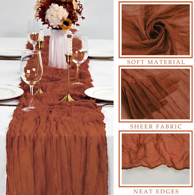 6 Pcs Cheesecloth Table Runner 10FT Terracotta Runner - Image 2