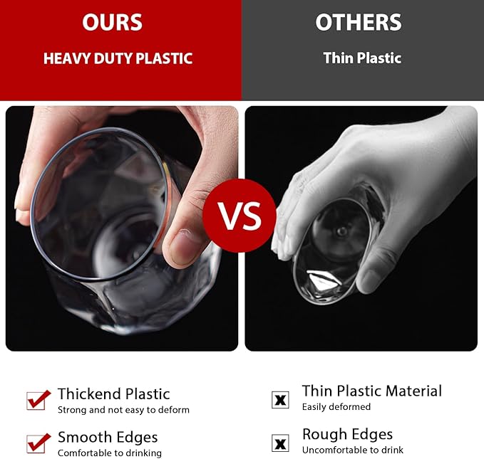 40 Pack Plastic Wine Glasses, 12Oz Origami Disposable Wine Glasses Unbreakable Clear Plastic Cocktail Glasses Recyclable Shatterproof Reusable Wine Cups