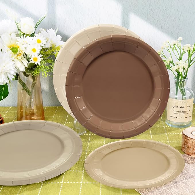 180pcs Gradient Brown Plates and Napkins Party Supplies, Serve 60 | Disposable - Image 4