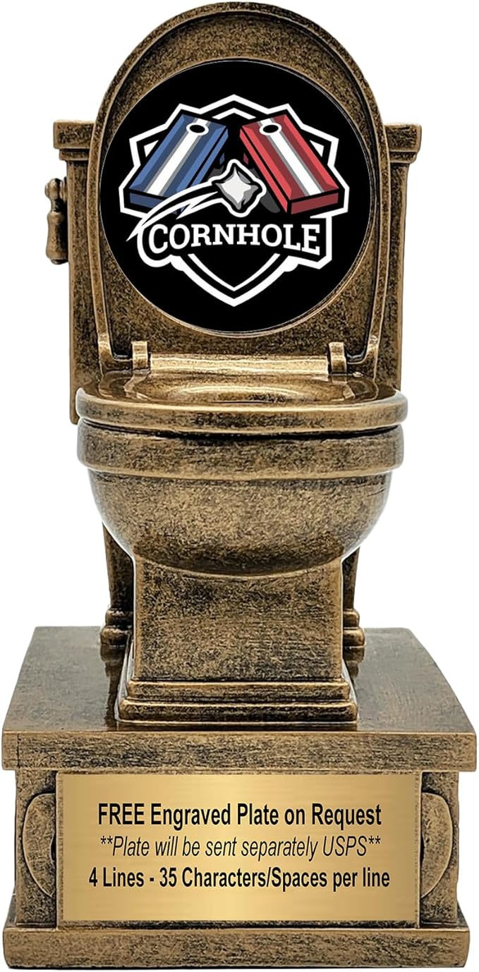 Decade Awards Action Pedestal Gold Toilet Bowl Trophy with Optional Inserts - Custom Engraved Plate On Request (7 Inch Tall)