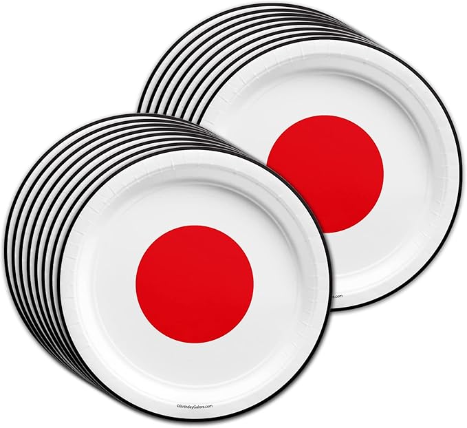 Japan Flag Birthday Party Supplies Set Plates Napkins Cups Tableware Kit for 16