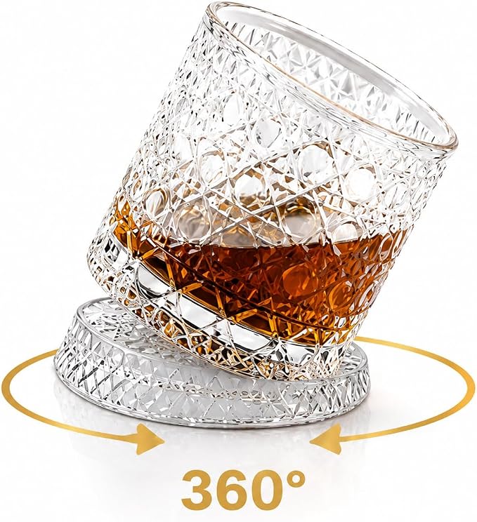 Rotating Whiskey Glass 280ML, Crystal Clear Crystal Spinning Drinking Glass - Image 2