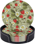6 Pcs Strawberry Ladybug Leather Coasters by Jfniub