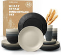 Wheat Straw Dinnerware Sets 40 PCS by Perlapoc