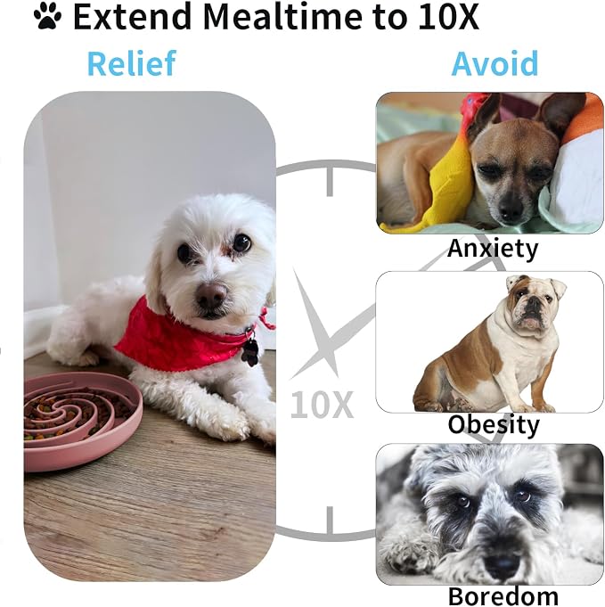Bifeaw Slow Feeder Dog Bowls, Dishwasher Microwave Safe Silicone Puppy Puzzle - Image 4