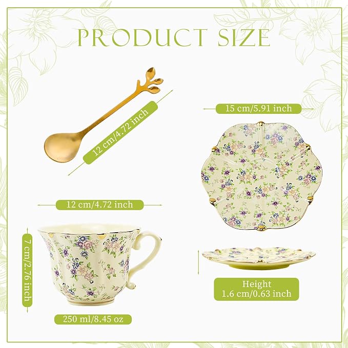 Country Roses Porcelain Tea Cup and Saucer Set - Image 2