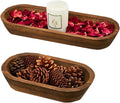 Tessco 2 Pcs Wooden Dough Bowl for Home Rustic Bread Long Wooden Bowl for Kitchen Dining Table Home Decoration(10 x 6 x 2 Inch, 16 x 6 x 2 Inch,Brown)