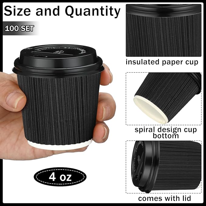 Uiifan 100 Set 4oz Disposable Espresso Cups - Image 2