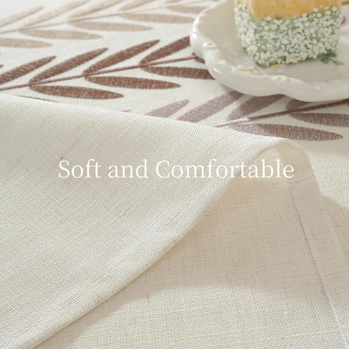 Zobesta Linen Tablecloths Rectanglar 86 x 53 Inch, White Table Cloth Waterproof Heavy Weight Washable Farmhouse Soft Boho Table Cloth Rectangle Tables for Kitchen,Outdoor