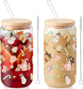 Sliner 2 Pcs Gingerbread Glass Cups Summer Christmas Tumbler by Sliner