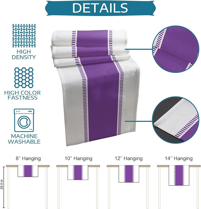 Purple Table Runners 36 inches Long, Modern Stripes Table Runner Farmhouse - Image 7