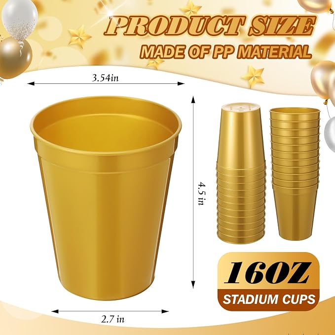 Yungyan 100 Pack 16 oz Stadium Cups Reusable Plastic Cups Blank Drink Stadium - Image 2