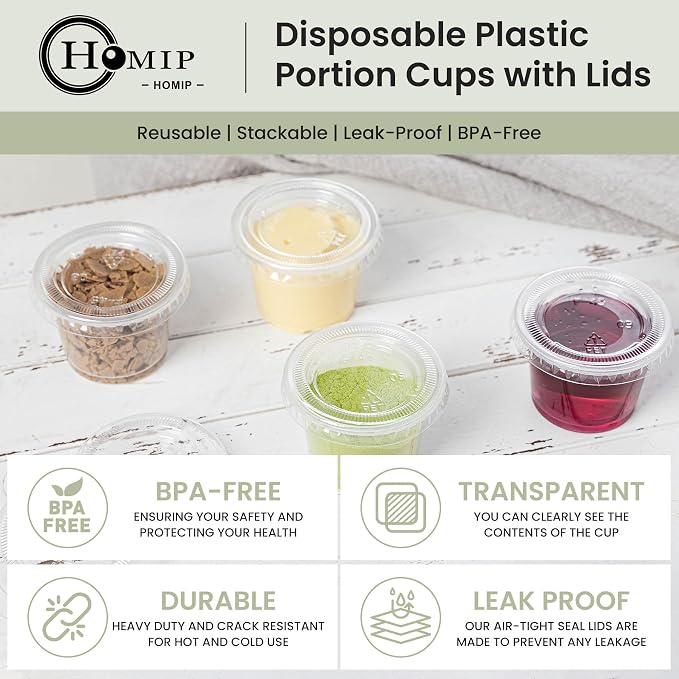 HOMIP 100PACK 1oz Plastic Portion Cups - Image 3