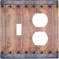 Light Switch Cover Plate Rustic Farmhouse Barn Door Vintage Wood 2 Gang Decorative Switch Plates 1 Toggle Duplex Combo Outlet Covers GFCI Wall Plates for Bathroom Cabin Decor