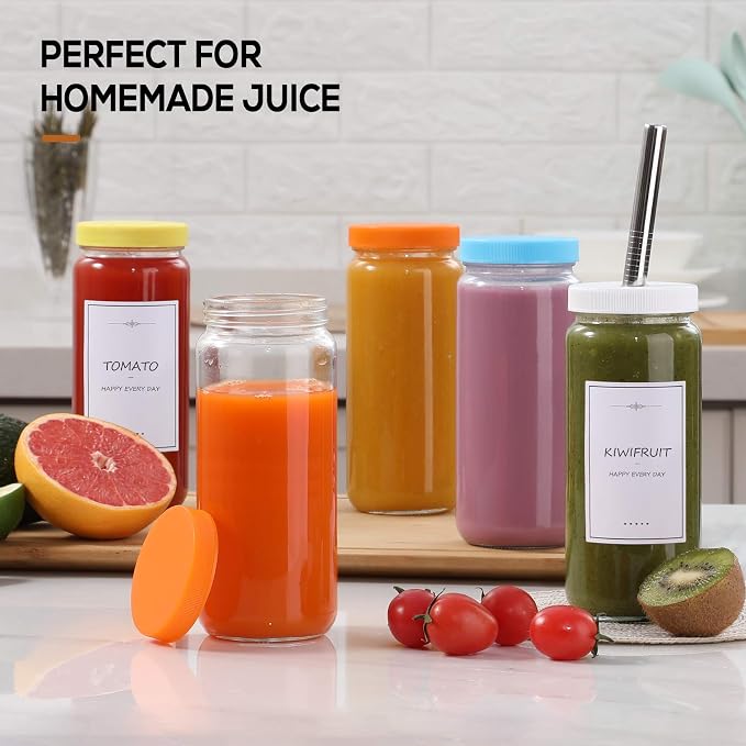 8 Pack Glass Juicing Bottle Drinking Jars - Image 4