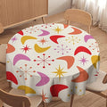Mid Century Modern Round Tablecloth, Vintage Abstract Colorful Geometrics Modern Art Tablecloth for Home Party Dining Room Kitchen Decor 50Inch(127cm)