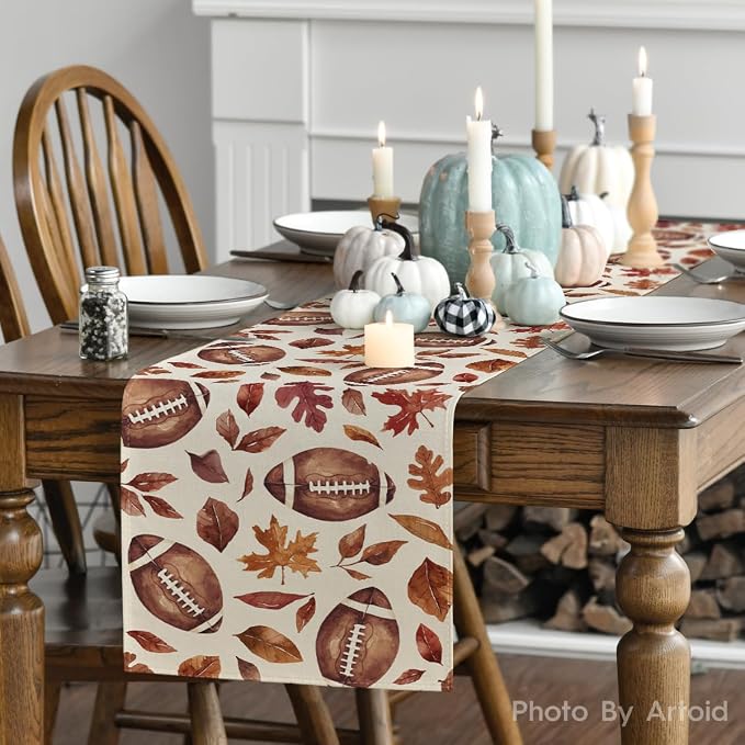 Artoid Mode 210 GSM Fall Table Runner 13x48 Inch Home Party Decor | Rugby Maple - Image 4