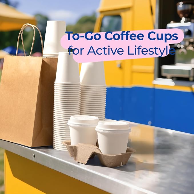 Fit Meal Prep 100 Pack 10 oz Disposable Coffee Cups - Image 7
