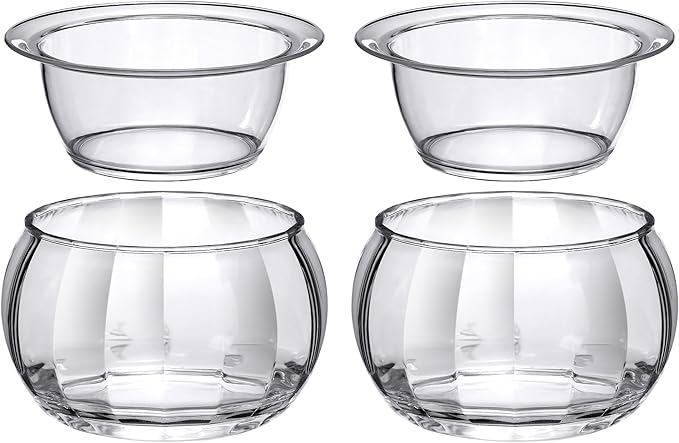 Amazing Abby - Ice Bed - Acrylic Chilled Dip Server Bowl with Ice Chamber (2-Pack), Clear Plastic Iced Serving Bowl, Keeping Dips and Condiments Cold and Fresh for Party, Picnic, Outdoor Dining