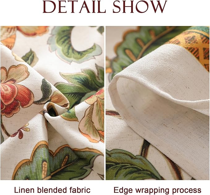 patdrea Designer Vintage Linen Rectangular Tablecloth,Provencal Rustic Floral Pattern Tablecloths,Decorative Table Cover Cloth for Kitchen,Dining,Tea Party,Home,Christmas,63"*110"