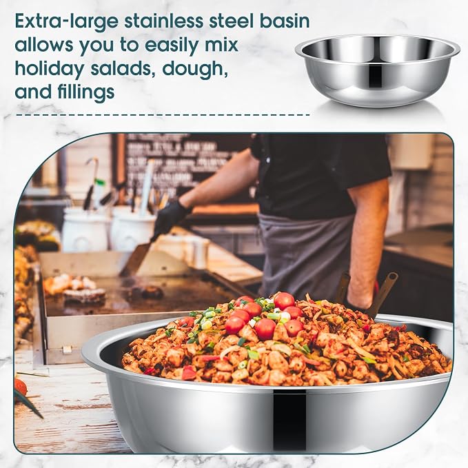 Nuogo 4 Pcs Stainless Steel Mixing Bowls Metal Mixing Bowls Extra Large Basin - Image 4