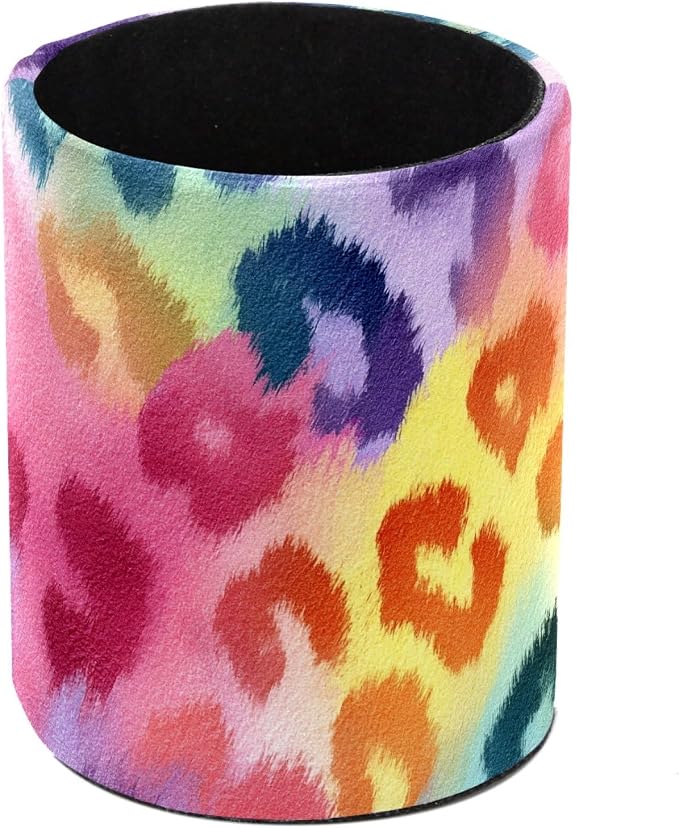 Leather Pen Holder for Desk, Colorful Leopard Print Pencil Cup Pen Organizer by Unknown