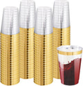IOOOOO 100 Pack 12 oz Gold Plastic Cups, Disposable Wine Glasses Cocktail by I00000