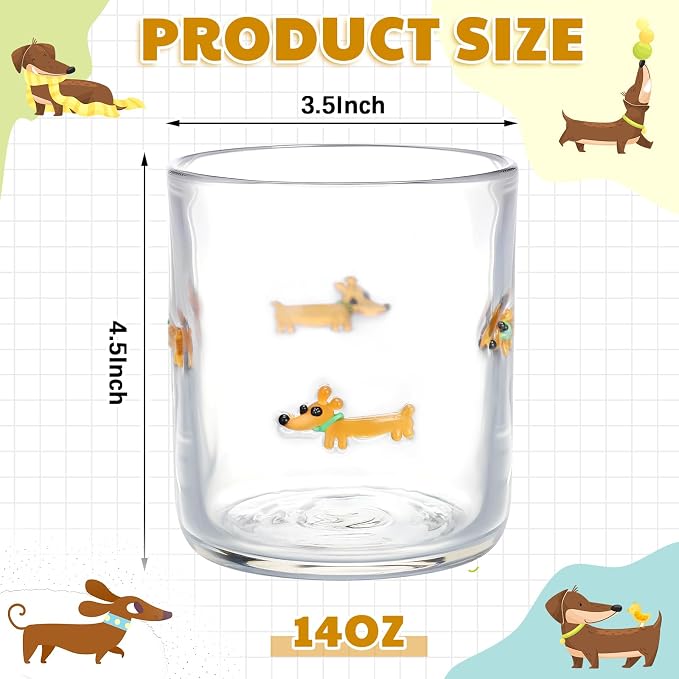 SiliFine 2 Pcs Dachshund Icon Juice Glasses - 14oz Cute Dog Stemless Wine - Image 4