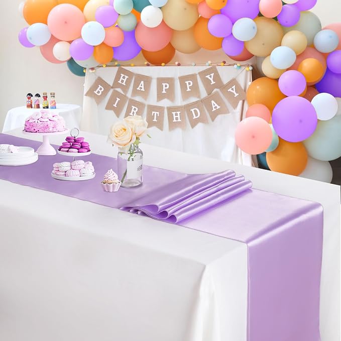 Lavender Satin Table Runners 12x108 inch 5 Pcs Bright Satin Silk Fabric | - Image 6