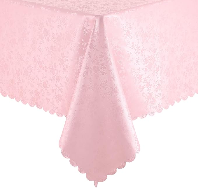 Smiry Square Table Cloth, Waterproof Heavy Duty Vinyl Tablecloths, Wipeable Washable Table Cover for Kitchen, Dining Room & Valentines (Pink, 70" X 90")