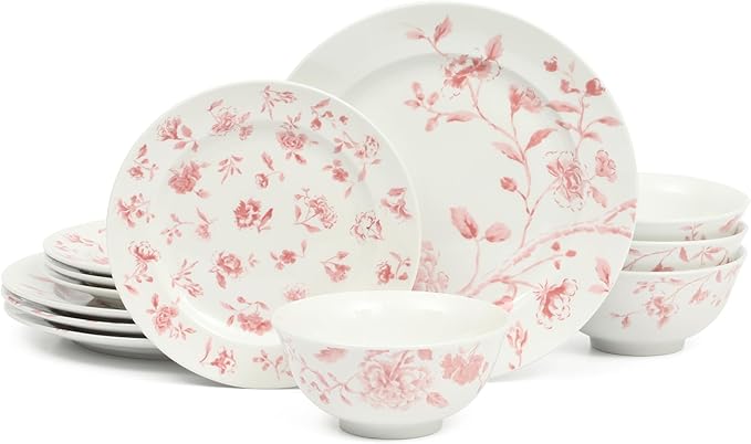 Martha Stewart Empress Bouquet 12-Piece Decorated Porcelain Chip and Scratch by MarthaStewart