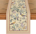 Artoid Mode Beige Birds Floral Blossom Table Runner, Seasonal Flowers Spring by ArtoidMode