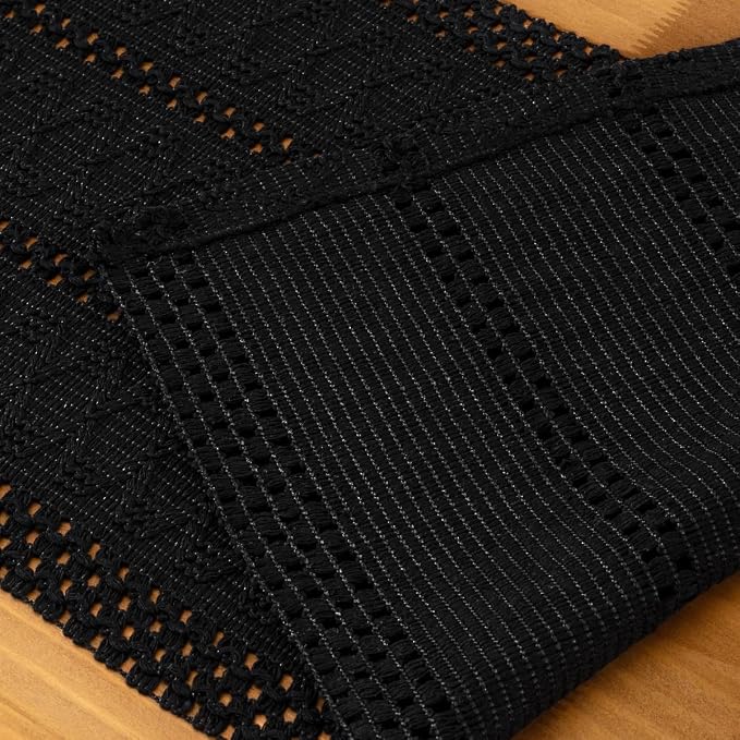 Black Boho Table Runner Farmhouse Macrame Woven Table Runner 12x72 Inch | Small - Image 5