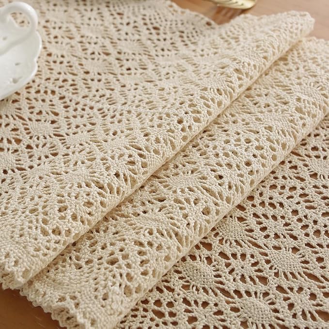 meioro Crochet Lace Table Runner, 12x78 Inch Boho Cotton Table Runners - Image 4