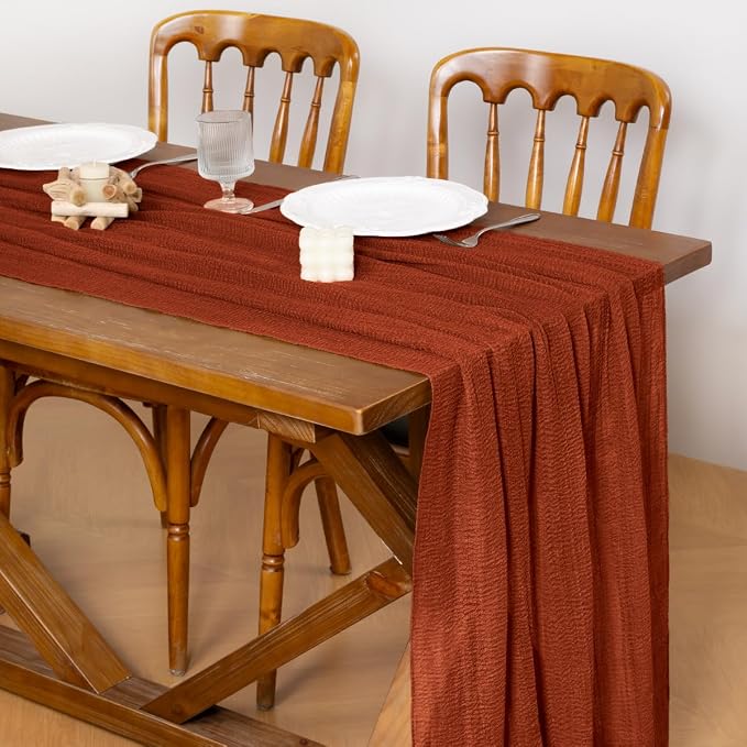 Cheesecloth Table Runner Summer Boho Wedding Shower Party Home Decor | - Image 2
