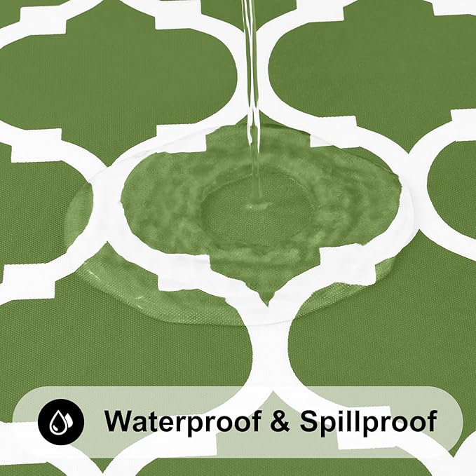 Smiry Rectangle Table Cloth, Waterproof Vinyl Tablecloth with Flannel Backing for Rectangle Tables, Wipeable Spillproof Plastic Tablecloths for Dining, Camping, Indoor and Outdoor (60"x102", Green)