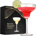 Bella Vino Set of 6 Margarita Glasses Martini Glasses, Tall Cosmopolitan by BellaVino