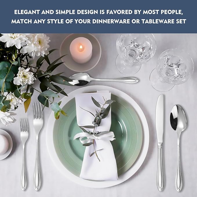 Silverware Set for 8, 40-Piece Flatware Set Include Spoons And Forks Set - Image 6