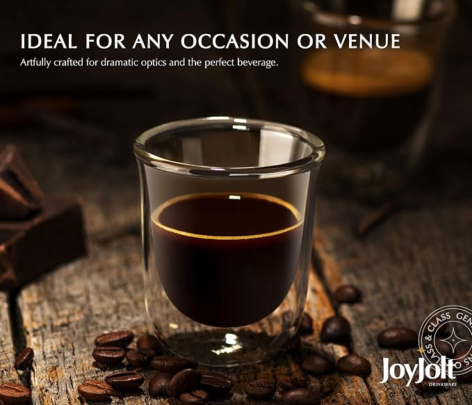 JoyJolt Javaah Double Walled Espresso Glasses Espresso Cups Set of 2 | 2-Ounces - Image 4