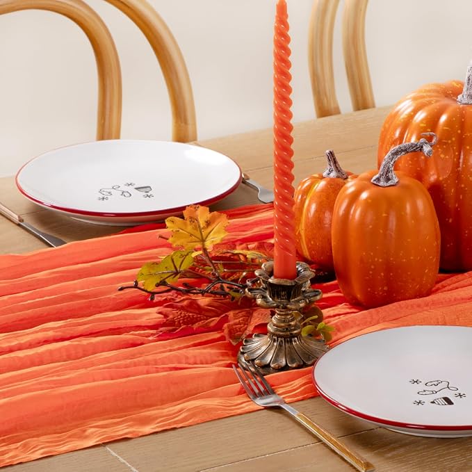Orange Cheesecloth Table Runner 120 Inches 4 Pack Gauze Table Runner | Summer - Image 8